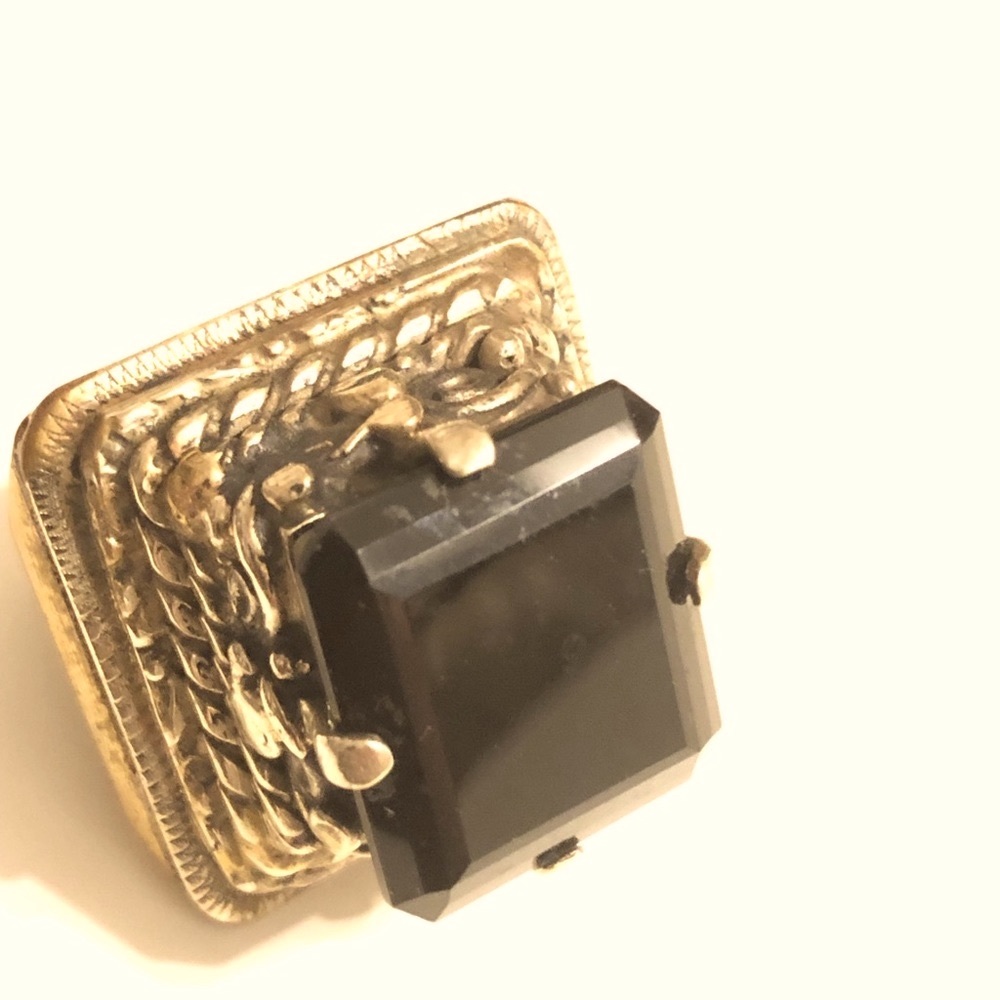 Square onyx adjustable ring. - Picture 6 of 8